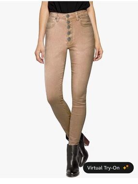 High-Rise Skinny Jeans in Tan